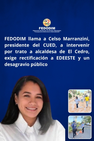 FEDODIM llama a Celso Marranzini, presidente del CUED, a intervenir por trato a alcaldesa de El Cedro, exige rectificaci&oacute;n a EDEESTE y un desagravio p&uacute;blico